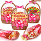 🍬Easter Goodie Bags Plastic Candy Gift Bags with Handle 🐰🐥Bunny Chick Pattern Transparent Treat Bags
