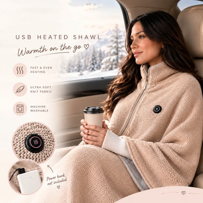🎄 50% OFF! 🔥 Cosy Up Anywhere – Wearable Heated Shawl for Winter Warmth ❄️