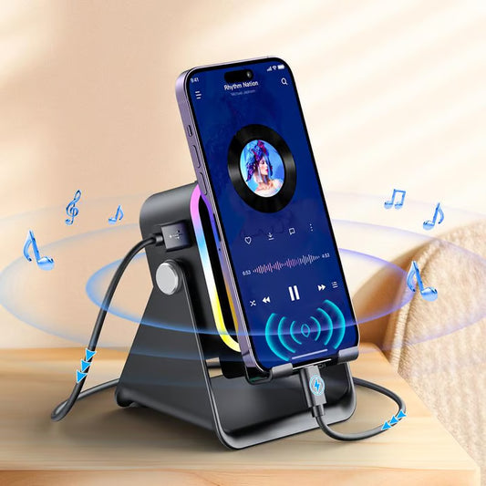 ⏰Limited-time 60% off🎵5-in-1 Wireless Induction Bluetooth Speaker with Adjustable Phone Stand