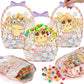 🍬Easter Goodie Bags Plastic Candy Gift Bags with Handle 🐰🐥Bunny Chick Pattern Transparent Treat Bags