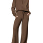 🍂 70% OFF! 💖 Women’s Chic 2-Piece Set — Half-Zip Sweatshirt & Wide-Leg Trousers