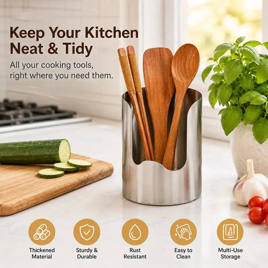 🥳 HOT SALE! 50K+ SOLD! 🍴 Stainless Steel Utensil Holder – Just £8.99! ✨
