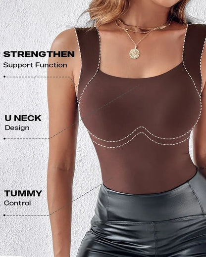 🔥NEW YEAR SALE £8.99!!⚡60K+ SOLD!💐Women's U Neck Thermal Tank Tops with Built-In Bra