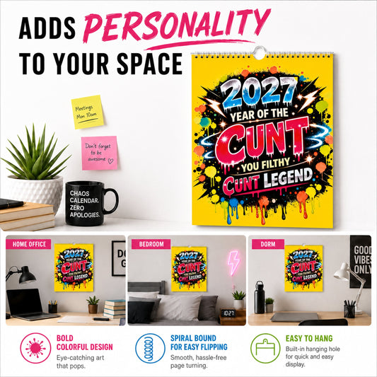 🎁2027 Year of the Cunt Wall Calendar – Bold Graffiti Humor Calendar📆🌟