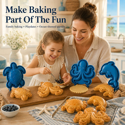 🌊 8-Design Ocean Pie Mould Set – Reusable Marine-Themed Hand Pie Cutters 🥧✨