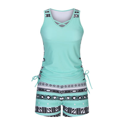 🎁💥LAST DAY SALE 50% OFF!!⏰Miraclesuit Women's Tummy Control Tankini Set with Built-In Bra – Flattering Boho Swimwear with Shorts🔥