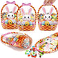🍬Easter Goodie Bags Plastic Candy Gift Bags with Handle 🐰🐥Bunny Chick Pattern Transparent Treat Bags