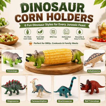 🦕⭐2026 New⭐ Dinosaur Corn Holders for Corn On The Cob - Funny Corn Cob Holder for Kids and Adults with Stainless Steel Prongs