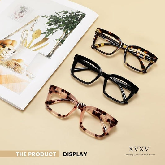 🔥Hot Sale-✨👓3 Pack Tortoiseshell Reading Glasses – Blue Light Blocking Oversized Square Readers(🔥Buy 2 Get EXTRA  10％ OFF)
