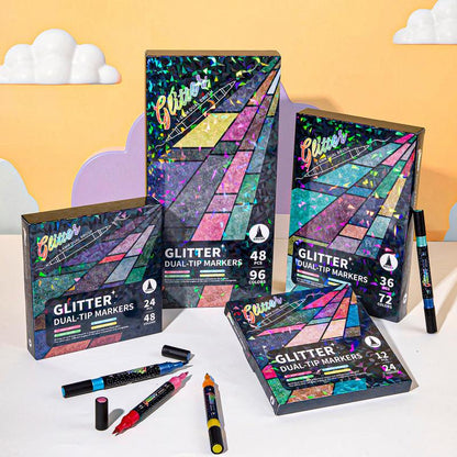 🔥 LAST DAY — ONLY £6.99! 🎨 Glitter Effect Brush Markers ✨ Create Sparkling Artwork