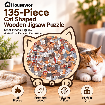 🎁 70% OFF! 🎅 135-Piece Cute Cat Wooden Puzzle 🧩