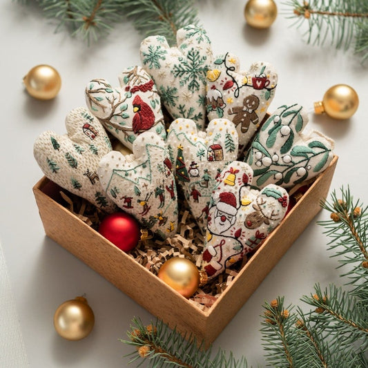 🎄Christmas Sale - 50%OFF💖DIY Heart Shaped Hand Embroidered Christmas Finished product/DIY material kit