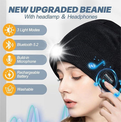 ❄️Winter Gift— Bluetooth Beanie with LED Headlight and Removable Speaker
