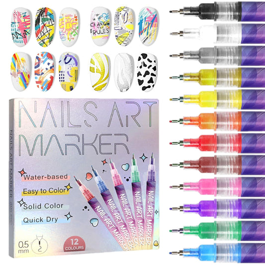 ⏳ LAST DAY SALE 50% OFF! 🎁12 Colors Nail Art Pens Set🎨💅
