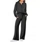 🍂 70% OFF! 💖 Women’s Chic 2-Piece Set — Half-Zip Sweatshirt & Wide-Leg Trousers