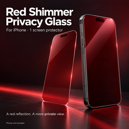 📱❤️ Red Shimmer Privacy Glass for iPhone – Stylish Protection & Extra Privacy! ✨