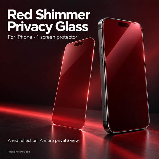 📱❤️ Red Shimmer Privacy Glass for iPhone – Stylish Protection & Extra Privacy! ✨