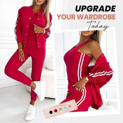 🔥 70% OFF Women’s 3-Piece Baseball Jacket & Trousers Set