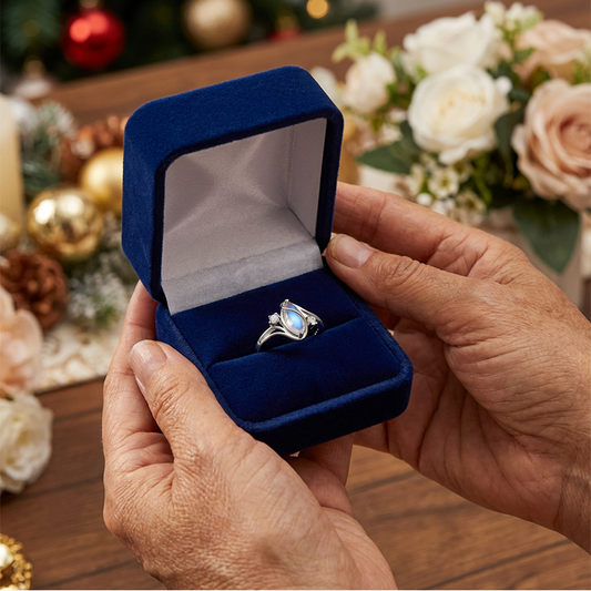 ✨💍Buy 1 Get 1 Free🔥 Geometric Oval Moonstone Ring with Zirconia Accents – Mystical, Sparkling & Timelessly Elegant! 🌙✨