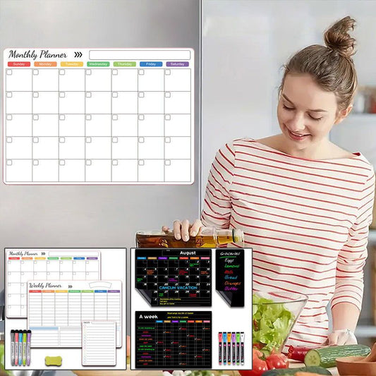 📅 Uitwisbare Magnetische Kalender Set – Herbruikbaar & Ideaal voor Gezinsplanning