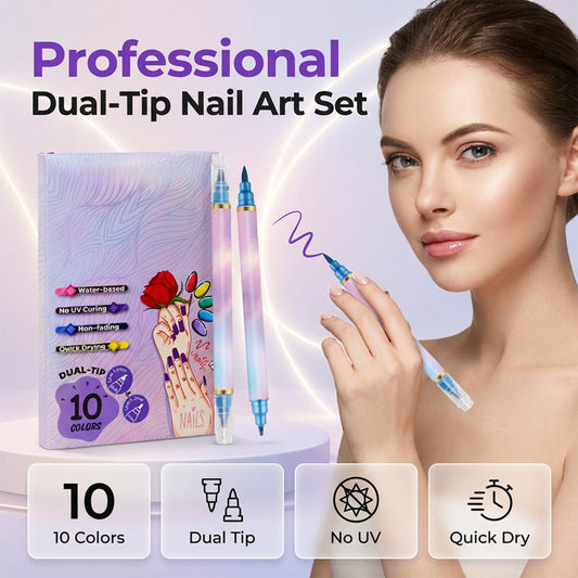 💅 10-Colour Dual-Tip Nail Art Pens – Create Your Own Salon-Worthy Designs! ✨