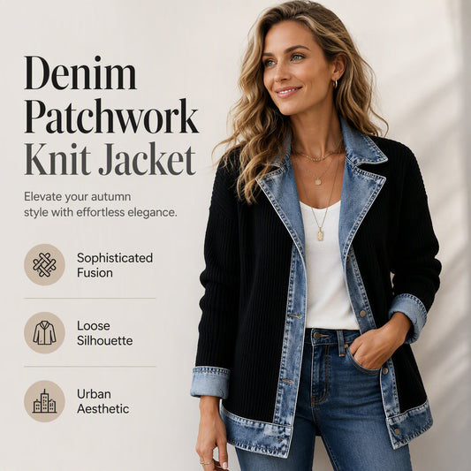 ⌛🔥 LAST DAY – 70% OFF! 🍂 Women’s Denim Spliced Knit Coat
