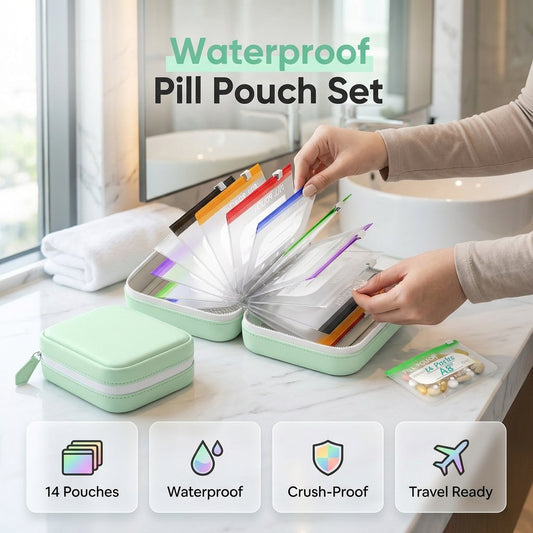 💊 Never Lose Your Meds on the Go! 💧 Waterproof Pill Pouch Set