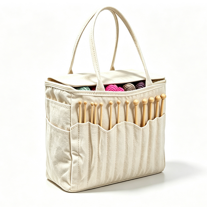 🧶 50% OFF🔥 No More Messy Yarn! Canvas Yarn Storage Bag with Needle Pockets