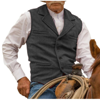 🔥 LAST DAY SALE! £15.99 – Men's Vintage Herringbone Tweed Lapel Vest 👔