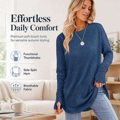 ⏳ LAST DAY — ONLY £12.99! 🔥🍂 Women’s Casual Crew Neck Top with Thumbholes