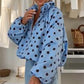 ⏳ LAST DAY – ONLY £18.99! 🖤🤍 Women’s Polka Dot Oversized Zipper Jacket