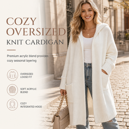🔥 LAST DAY — 50% OFF! 🧶 Women’s Long Hooded Knit Cardigan ✨