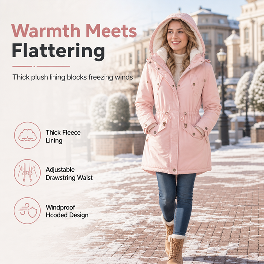 🔥 LAST DAY — 50% OFF! 🧥 Women’s Hooded Fleece-Lined Padded Winter Coat