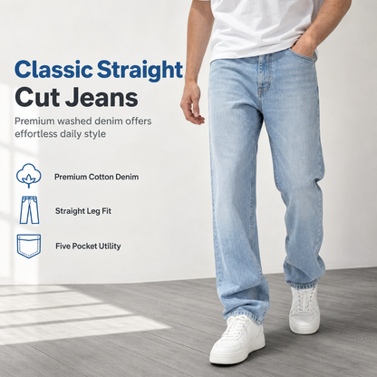 🔥 ONLY £19.99! 👖 Men's Classic Straight Leg Jeans