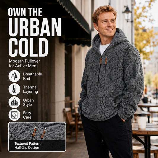 ⏳ LAST DAY — ONLY £20.99! 🔥 Men’s Textured Sherpa Half-Zip Hooded Jacket