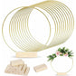 😍 LAST DAY – 50% OFF! 🎁 Elegant Gold Floral Hoop Centrepiece with Wooden Stand ✨