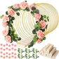 😍 LAST DAY – 50% OFF! 🎁 Elegant Gold Floral Hoop Centrepiece with Wooden Stand ✨