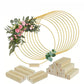 😍 LAST DAY – 50% OFF! 🎁 Elegant Gold Floral Hoop Centrepiece with Wooden Stand ✨