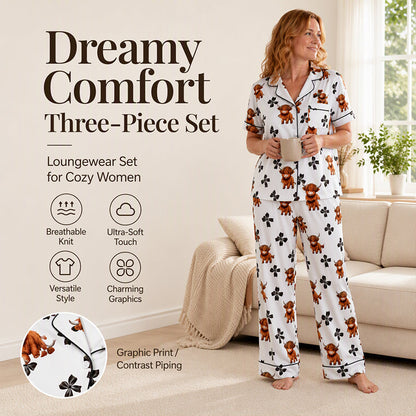 ⏳ LAST DAY! 50% OFF! 🐮 Highland Cow 3-Piece Pyjama Set – Cute & Cosy! ✨