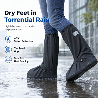 🌧️ Stay Dry in Style! 👢 Waterproof High-Top Silicone Shoe Covers – Rainy Day Protection, Wherever You Go! ✨