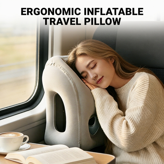 ⏰ LAST DAY – JUST £14.99! ✈️ Travel in Comfort with the Ergonomic Inflatable Travel Pillow 😴