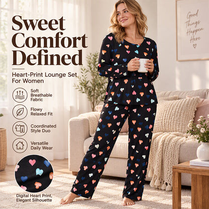 💖🌙 Sweetheart Dreams™ – Cute Heart-Print Cosy Pyjama Set ✨🩷