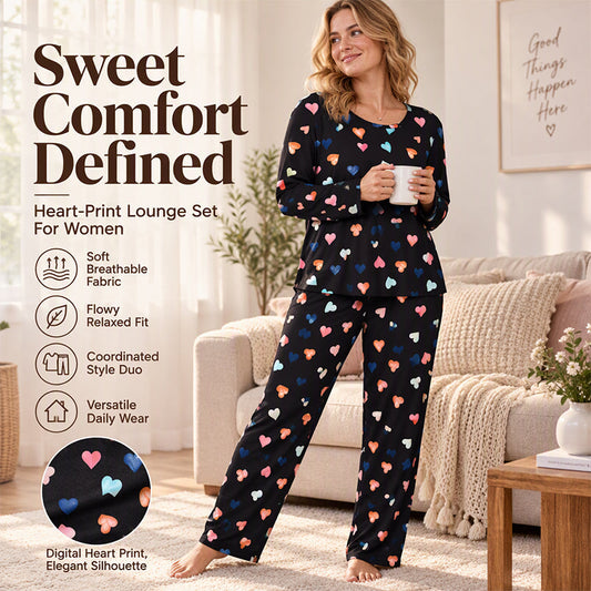 💖🌙 Sweetheart Dreams™ – Cute Heart-Print Cosy Pyjama Set ✨🩷