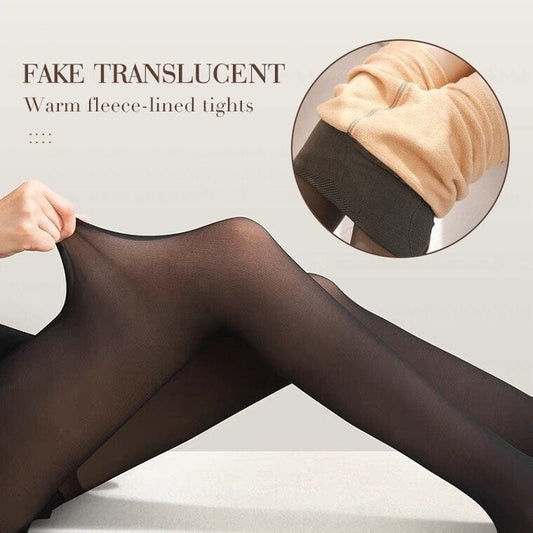49% OFF - Flawless Legs Fake Translucent Warm Plush Lined Elastic Tights