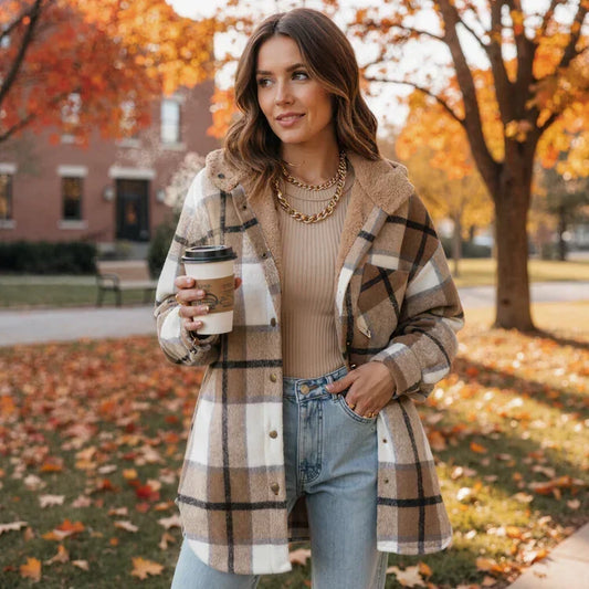 🎉 LAST DAY – 50% OFF! 🧥 Women’s Classic Plaid Hooded Jacket – Your Cosy Favourite for Chilly Days 🍂